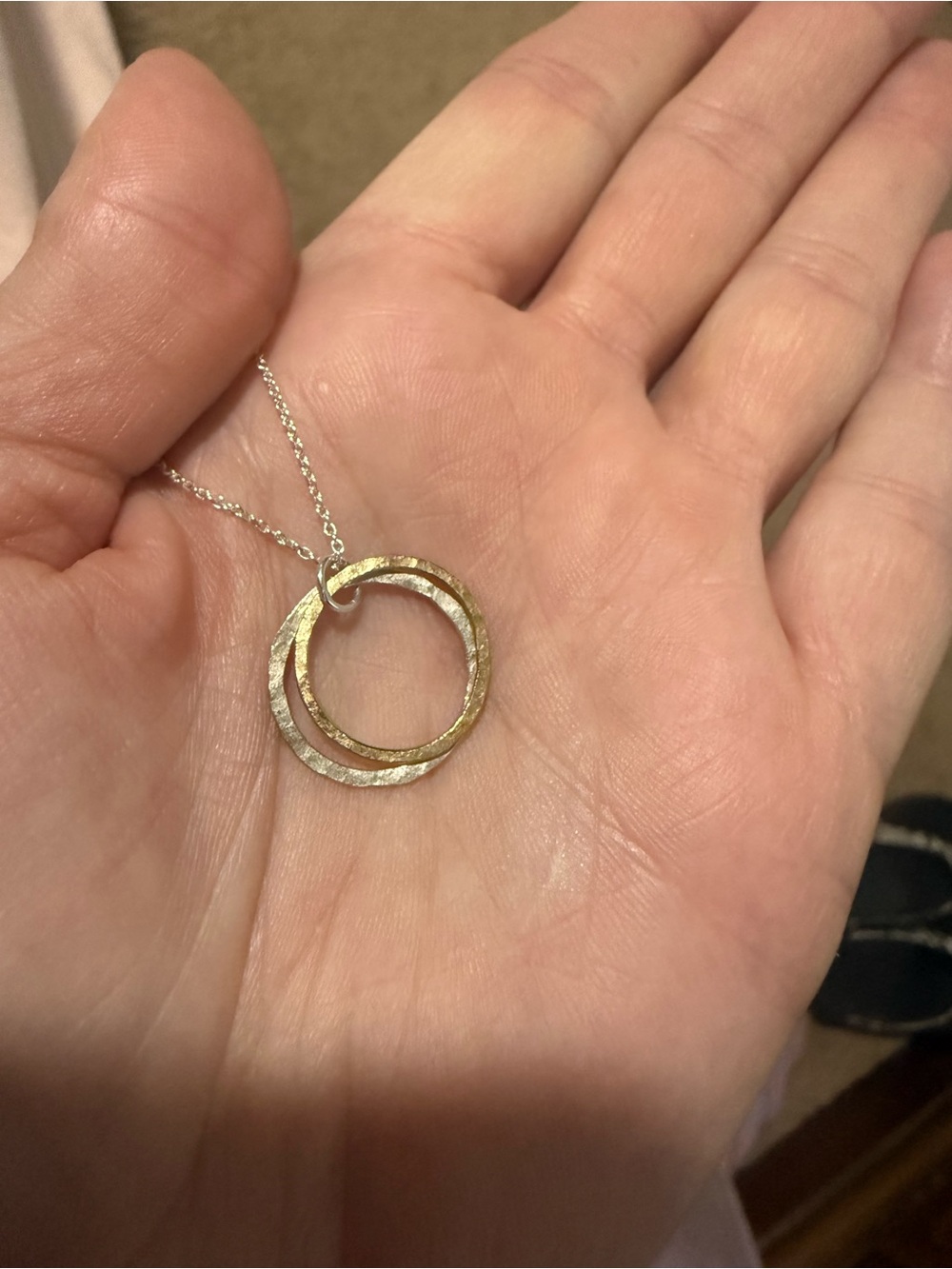 Gold and silver Double Circle Pendant Necklace - Women's Jewelry